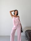 İp Askılı Bluz Pantolon Takım-Pembe