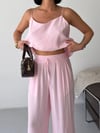 İp Askılı Bluz Pantolon Takım-Pembe