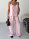 İp Askılı Bluz Pantolon Takım-Pembe