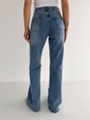 Kesik Paça Yüksek Bel Kemerli Denim-Buz Kar