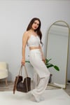 Keten Crop Pantolon Takım