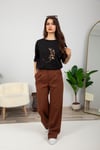 Leopar Nakış Basic Tshirt-Siyah