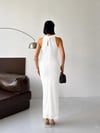 LİORA Halter Yaka Simli Elbise-Beyaz