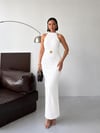 LİORA Halter Yaka Simli Elbise-Beyaz