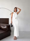 LİORA Halter Yaka Simli Elbise-Beyaz