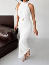 LİORA Halter Yaka Simli Elbise-Beyaz