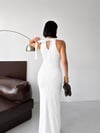 LİORA Halter Yaka Simli Elbise-Beyaz