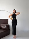 LİORA Halter Yaka Simli Elbise-Siyah