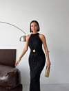 LİORA Halter Yaka Simli Elbise-Siyah