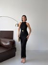 LİORA Halter Yaka Simli Elbise-Siyah