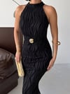 LİORA Halter Yaka Simli Elbise-Siyah