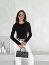 Manşet Kol Düğme Detaylı Basic Bluz-Siyah