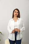 Oversize Keten Gömlek-Beyaz