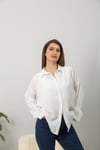 Oversize Keten Gömlek-Beyaz