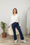 Oversize Keten Gömlek-Beyaz