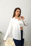 Oversize Keten Gömlek-Beyaz
