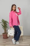 Oversize Keten Gömlek-Pembe