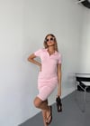 Polo Yaka Basic Elbise-Pembe