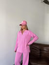 Polo Yaka İkili Triko Takım-Pembe