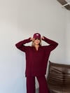Polo Yaka Triko İkili Takım-Bordo