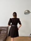 Prenses Kol Kemerli Mini Elbise-Kahve