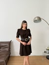 Prenses Kol Kemerli Mini Elbise-Kahve