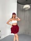 Volanlı Mini Şort Etek-Bordo