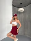 Volanlı Mini Şort Etek-Bordo