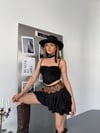 Volanlı Mini Şort Etek-Siyah