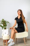 Yakalı Basıc Elbise-Siyah