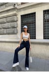 İspanyol Paça Beli Tokalı Kadın Jeans Pantolon
