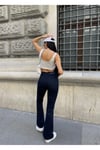 İspanyol Paça Beli Tokalı Kadın Jeans Pantolon