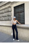 İspanyol Paça Beli Tokalı Kadın Jeans Pantolon