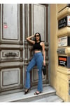 İspanyol Yırtmaçlı Paça Kadın Jean