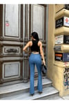 İspanyol Yırtmaçlı Paça Kadın Jean