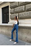 İspanyol Yırtmaçlı Paça Kadın Jean