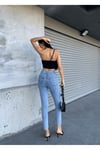 Kadın Yüksek Bel Mom Slim Fit Jeans