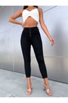 Siyah Dört Düğmeli Skiny Dar Paça Jeans