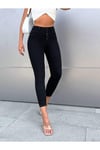 Siyah Dört Düğmeli Skiny Dar Paça Jeans
