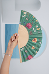 Bambu Yelpaze  Çiçek Desenli Katlanır El Yelpazesi Sakura Floral Hediyelik