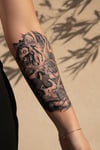 Görkemli Kaplan, Kuru Kafa ve Yılan Detaylı Gotik Tattoo - Yarı Kalıcı / 1 Ay Kalıcı
