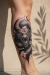 Kükreyen Mitolojik Ejderha ve Alev Efektli Sanatsal Tattoo - Yarı Kalıcı / 1 Ay Kalıcı