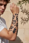 Retro Patchwork Stil İkonik Figürler ve Anlamlı Yazılı Karma Tattoo Seti - Yarı Kalıcı / 1 Ay Kalıcı