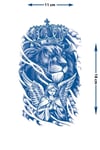 Taçlı Aslan ve Kanatlı Dua Eden Melek Detaylı Sanatsal Tattoo - Yarı Kalıcı / 1 Ay Kalıcı