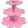 Cupcake Standı Pembe Renk Beyaz Benekli 3 katlı