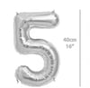 Folyo Balon Rakam 5 Gümüş Balon 35 cm