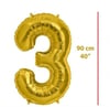 Folyo Rakam 3 Gold Balon 90 cm
