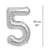 Folyo Rakam 5 Gümüş Balon 90 cm