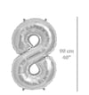 Folyo Rakam 8 Gümüş Balon 90 cm