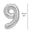 Folyo Rakam 9 Gümüş Balon 90 cm